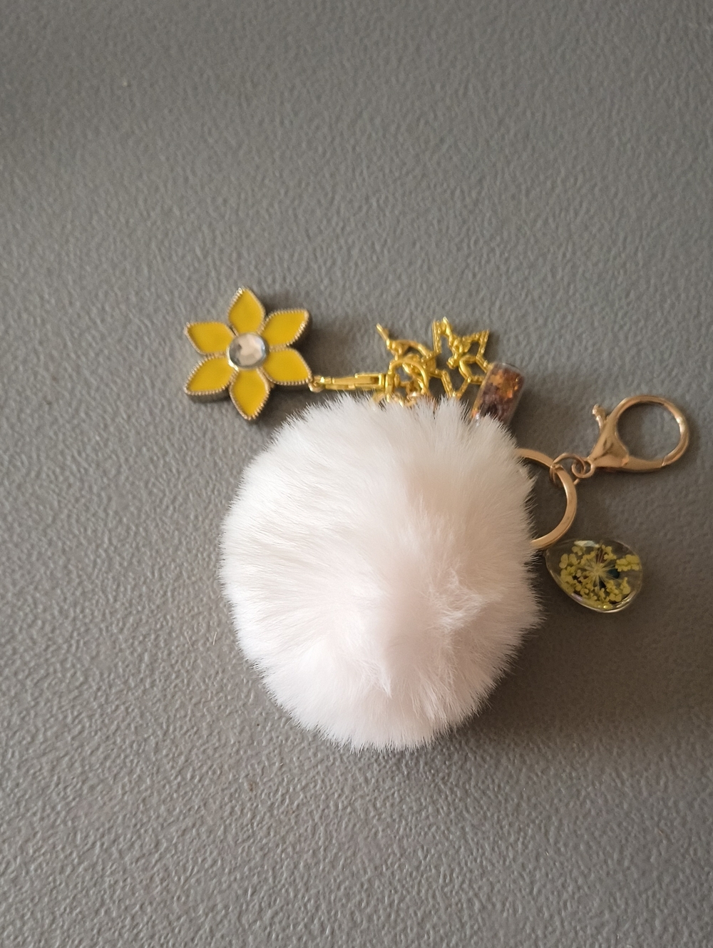 White Pompom Bag Charm